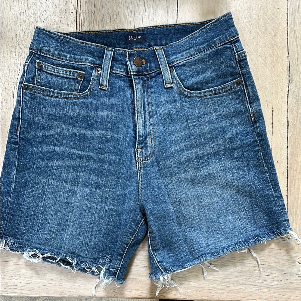 J. Crew Blue Denim Frayed high waisted  Shorts  Size 24